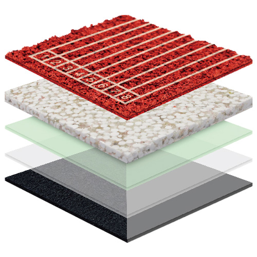 通州无缝预制型塑胶跑道渗水TPR喷面